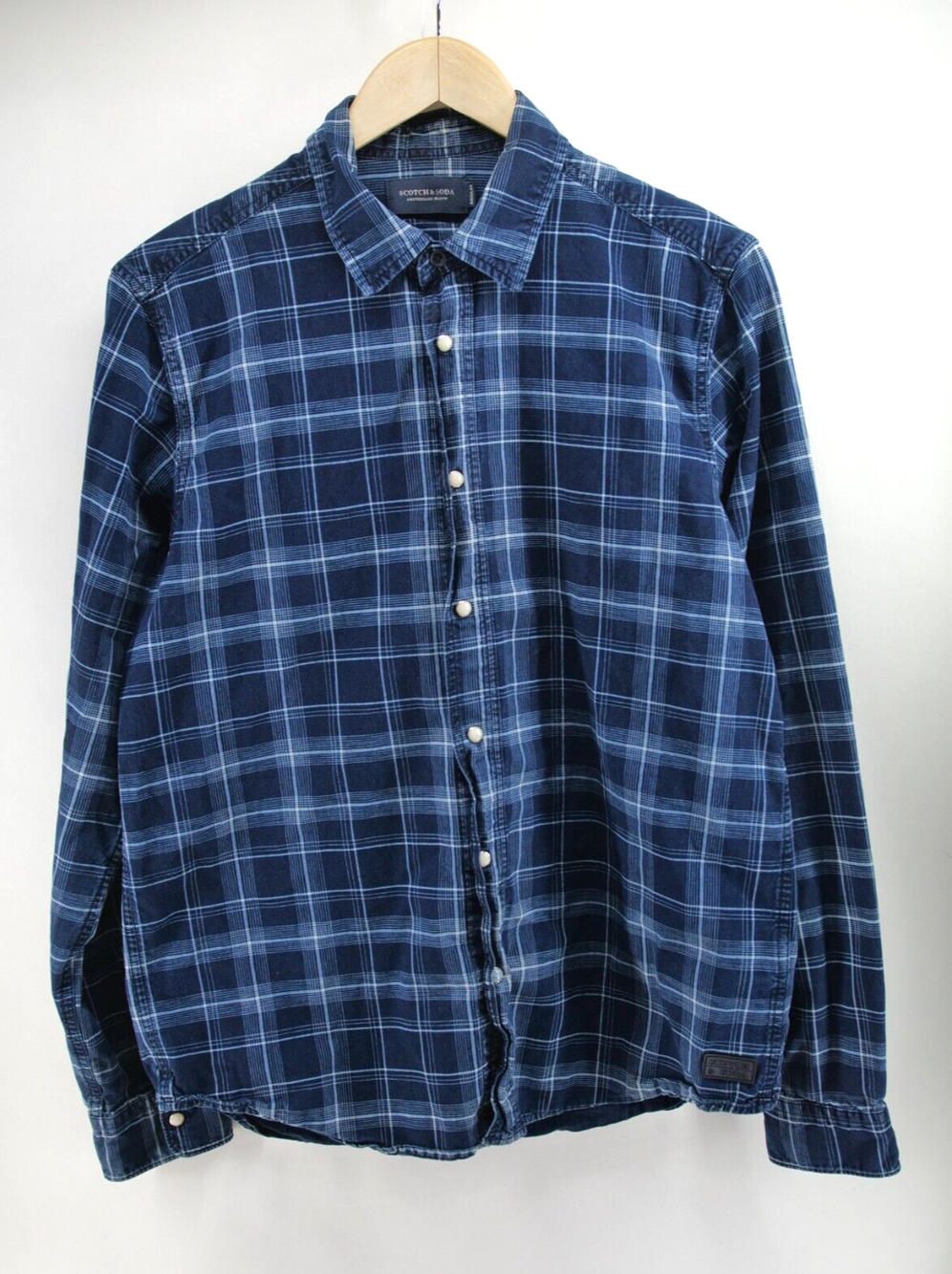 Scotch & Soda Amsterdam Couture Blue Button Up Plaid Shirt L
